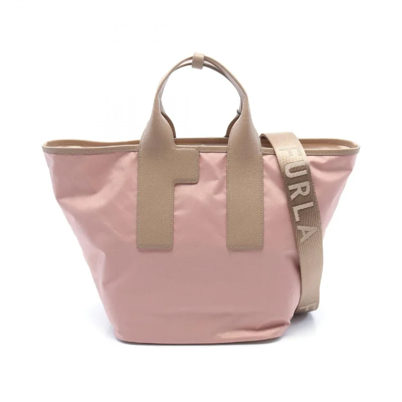 Bright blue tote bag-Furla  pink Nylon Leather Tote Bag