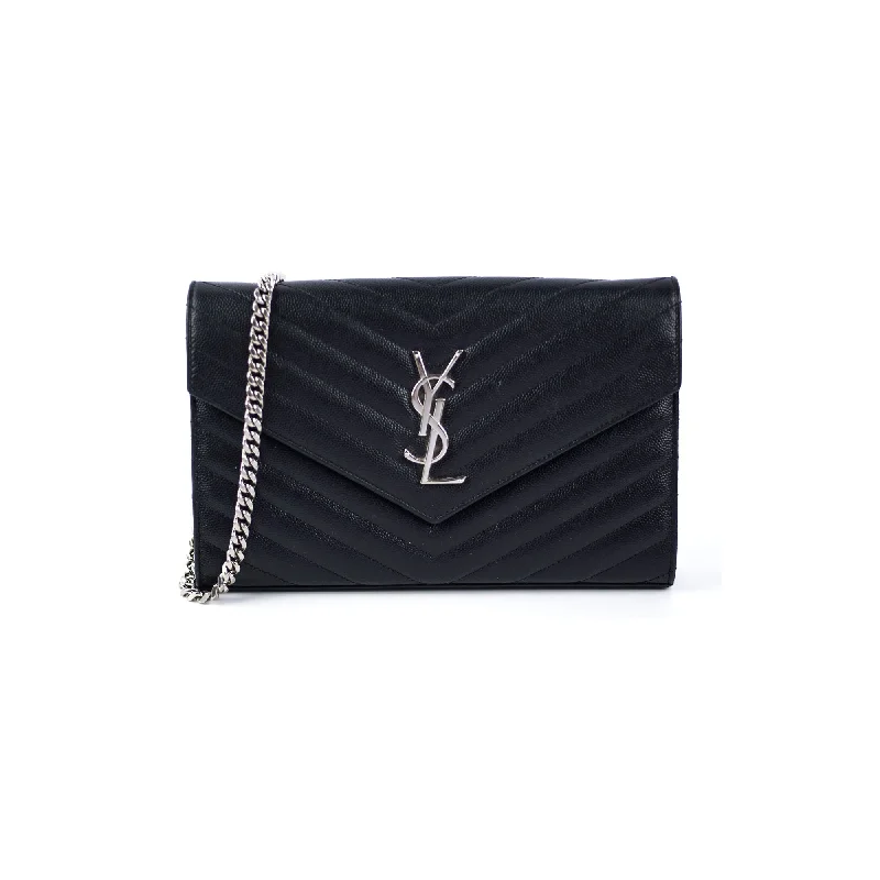 Personalized white monogram handbag-Saint Laurent Envelope Black Crossbody Bag