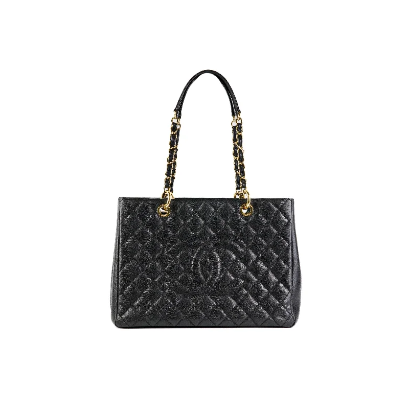 Lightweight teal foldable handbag-Chanel GST Caviar Black Tote Bag