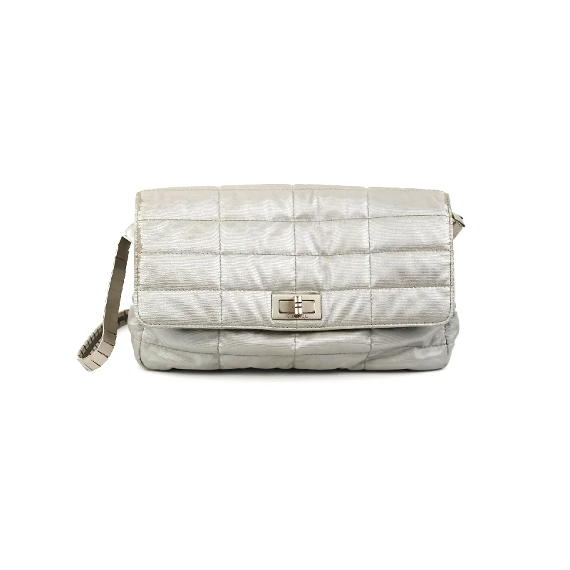 Bright grey beach handbag-Chanel Fabric Quilted Reissue Flap Sliver Bag