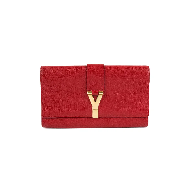 Rust orange boho handbag-Saint Laurent Red Leather Clutch