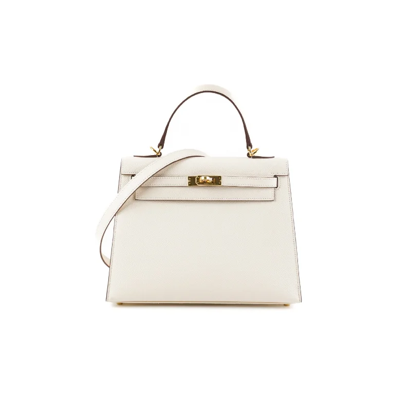 Elegant tan gala handbag-Hermes Kelly 25 Epsom Nata U Stamp (2022)