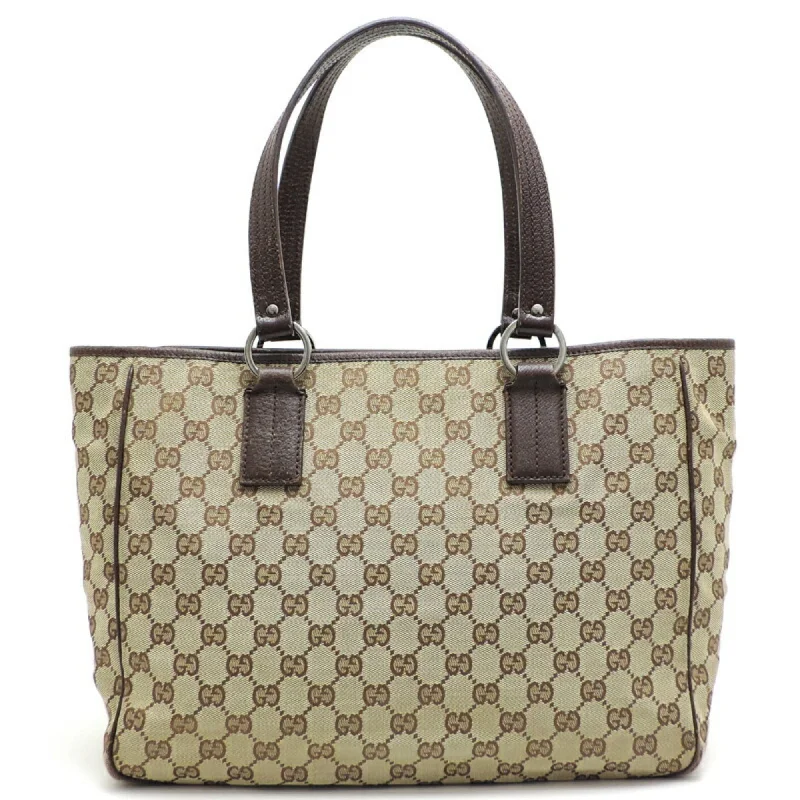 Heavy-duty tan tote bag-Gucci Gg Canvas   Gg Canvas Leather Tote Bag (Pre-Owned)