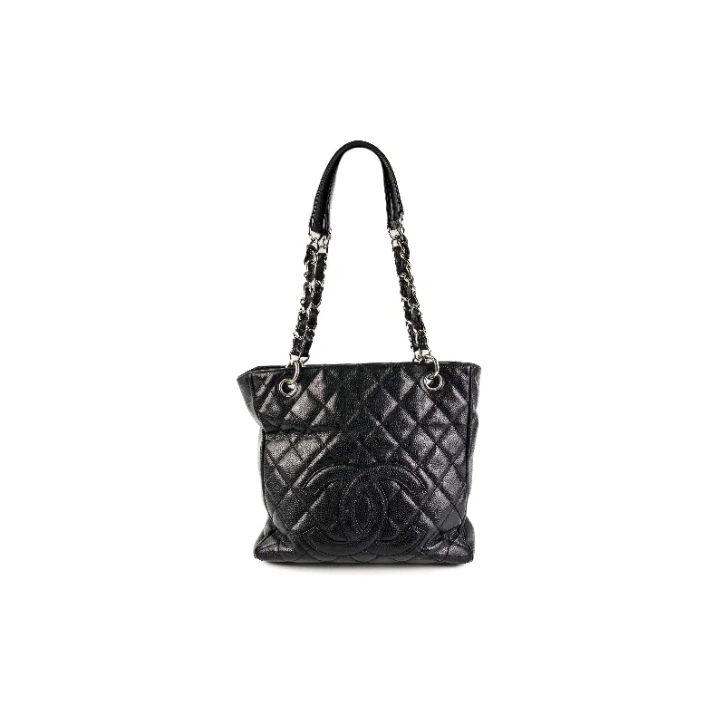 Classic red everyday handbag-Chanel PST Caviar Black Shoulder Tote Bag