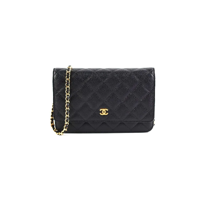 Medium sapphire clutch handbag-Chanel Wallet On Chain WOC Caviar Black Crossbody Bag