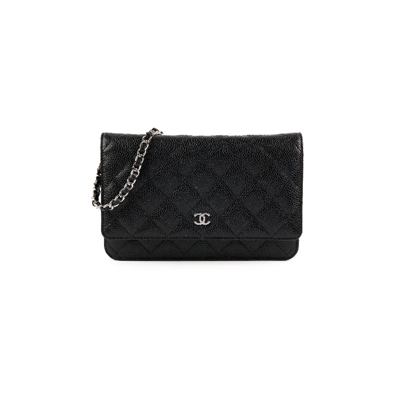 Crocodile white luxury handbag-Chanel Caviar Wallet on Chain WOC Black Microchipped