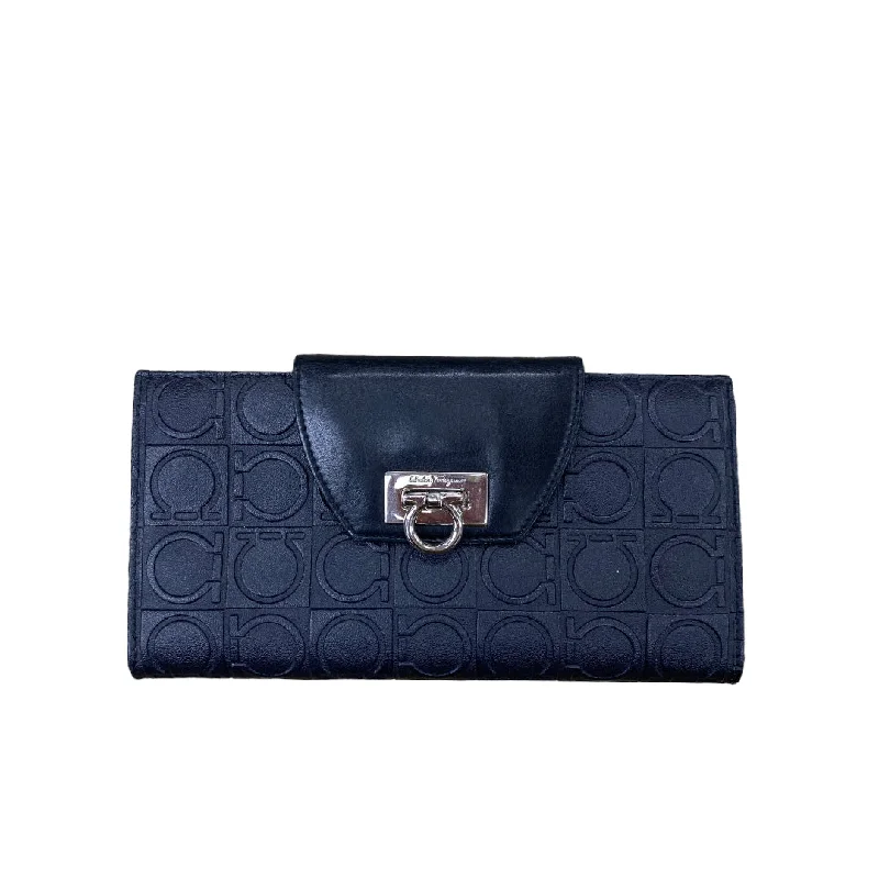 Sleek blue minimalist handbag-Wallet Luxury Designer By Salvatore Ferragamo, Size: Large