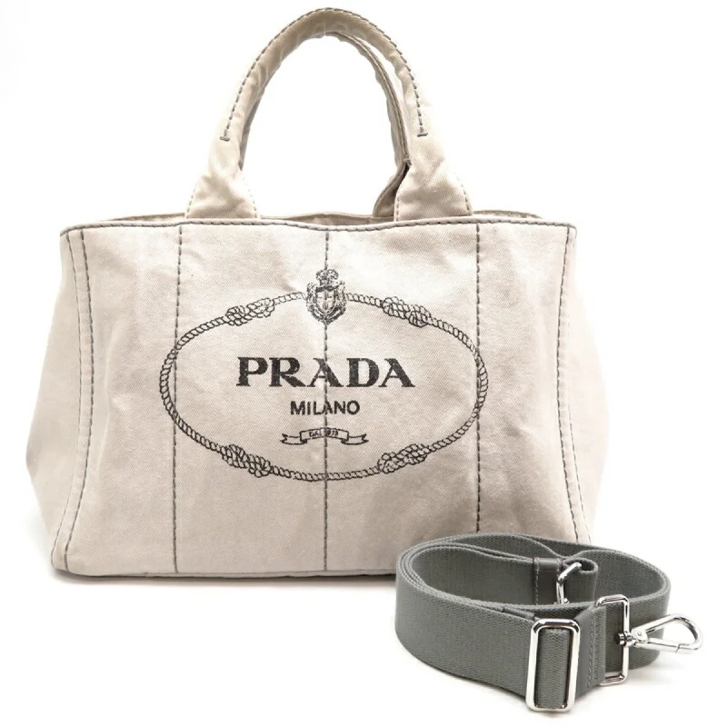 Handcrafted purple tote bag-Prada Canapa Canvas Tote Bag (Pre-Owned)