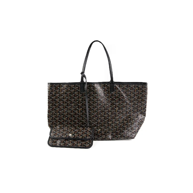 Trendy teal bucket handbag-Goyard St Louis PM Black Shoulder Tote