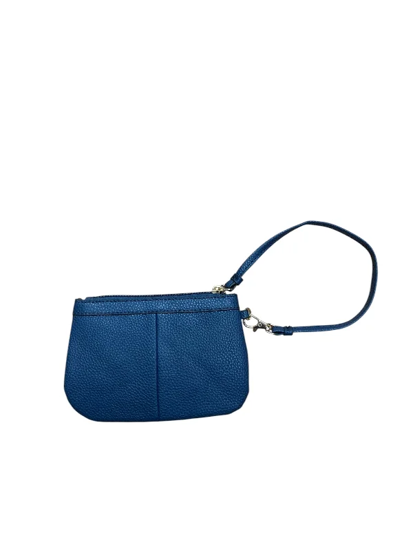 Durable blue work handbag-Wristlet Leather By Wilsons Leather, Size: Small