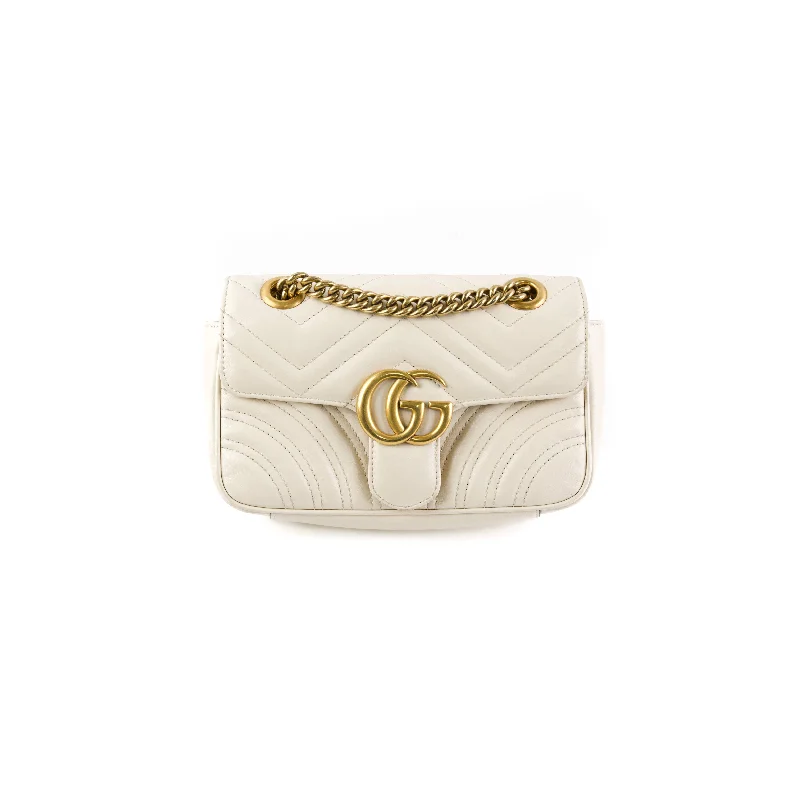 Large emerald beach handbag-Gucci Small Marmont GG White Shoulder Bag