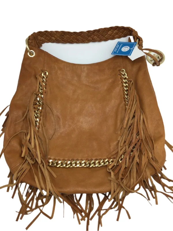 Adjustable blue versatile handbag-Michael Kors Saddle Fringed Leather Handbag Designer