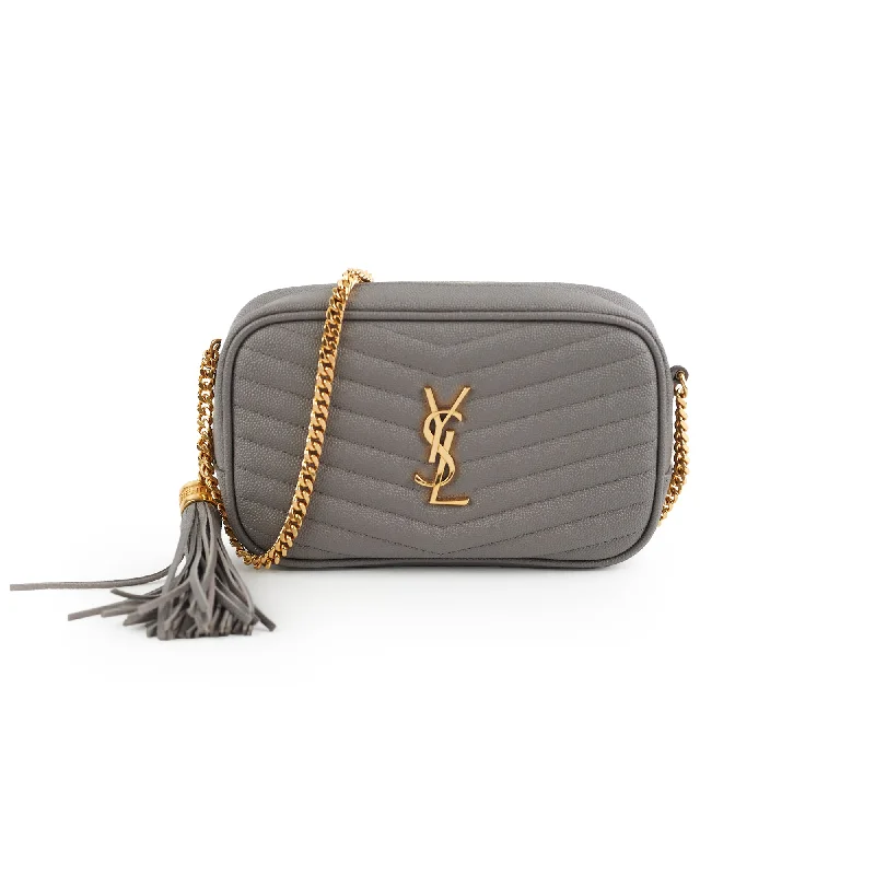 Affordable teal canvas handbag-Saint Laurent Lou Mini Bag Grey