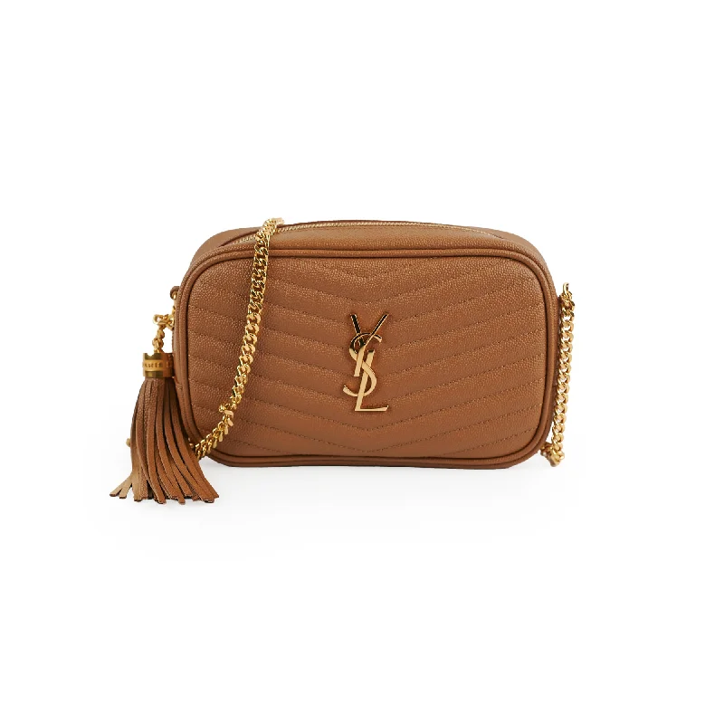 Red leather luxury handbag-Saint Laurent Lou Mini Bag Tan