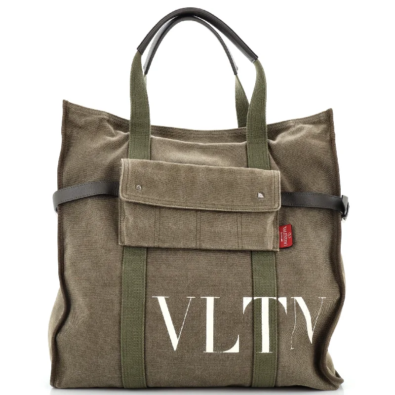 Elegant yellow tote bag-VLTN Pocket Tote Printed Canvas