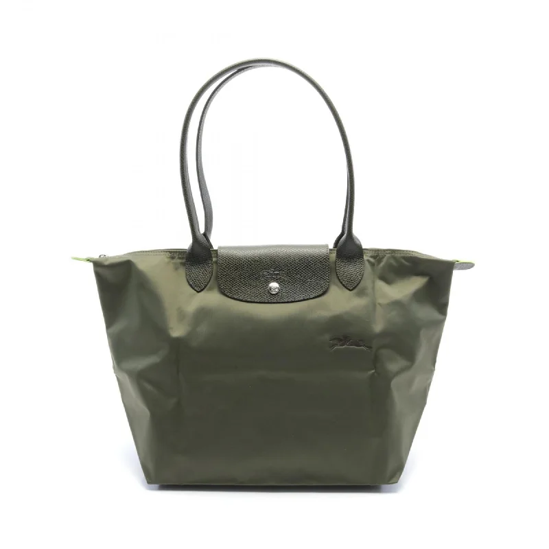 Retro green tote bag-Longchamp  Nylon Leather Tote Bag