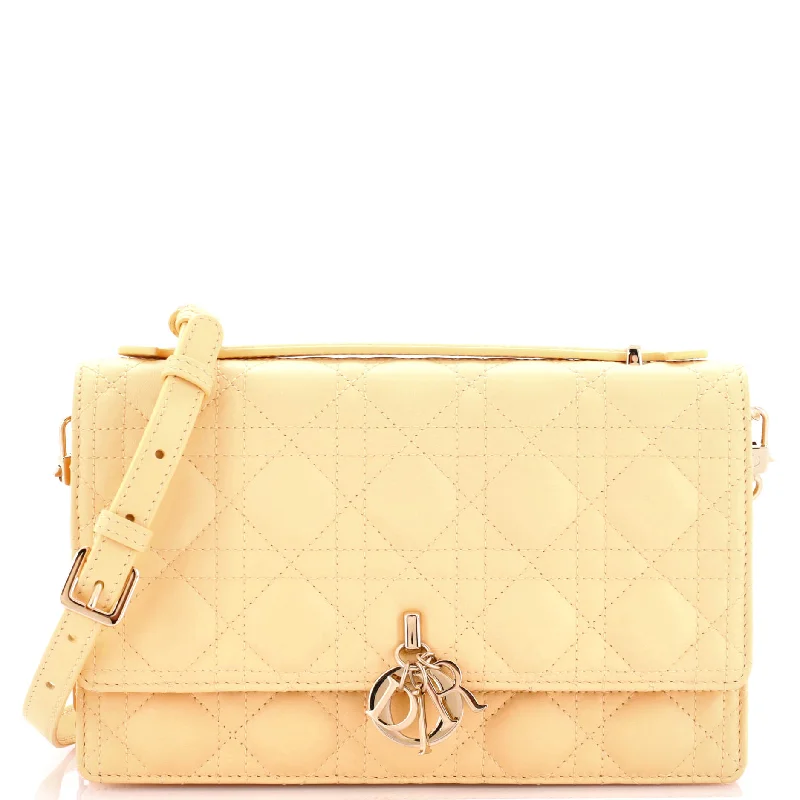 Multi-pocket tan crossbody bag-My Dior Top Handle Flap Bag Cannage Quilt Lambskin Mini