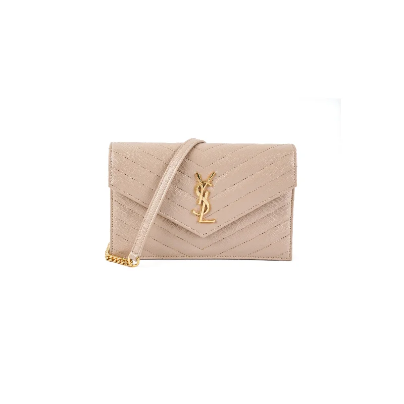 Multi-pocket organizer handbag-Saint Laurent Cassandre Envelope Wallet on Chain WOC Beige