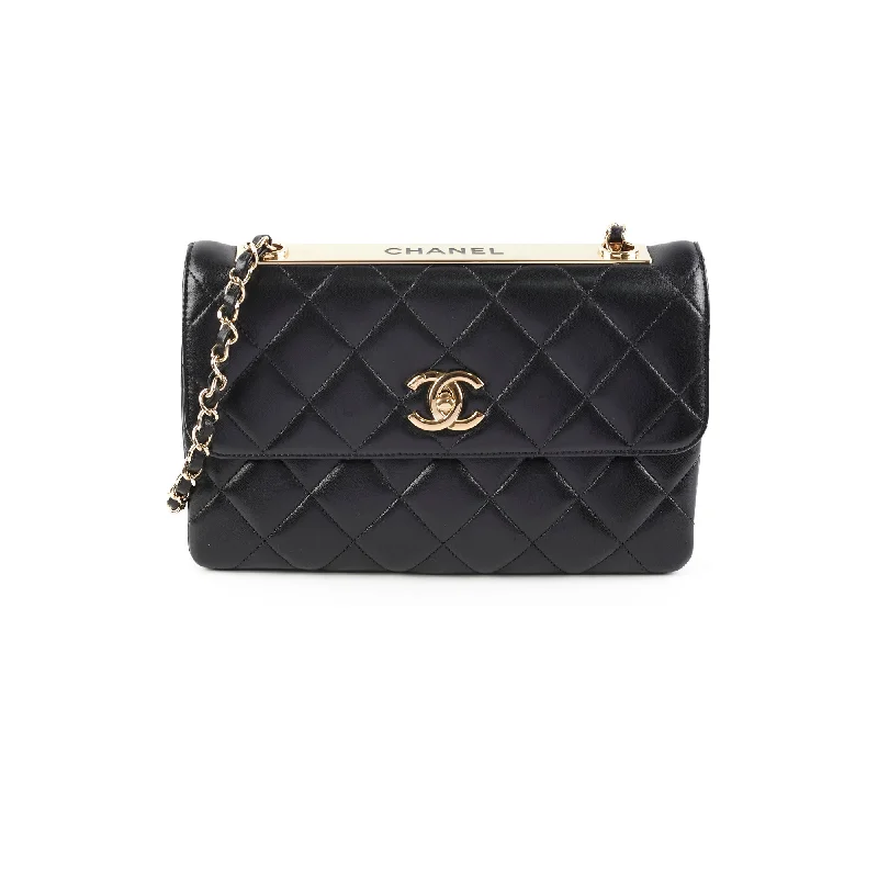 Soft tan pastel handbag-Chanel Trendy CC Shoulder Flap Lambskin Black