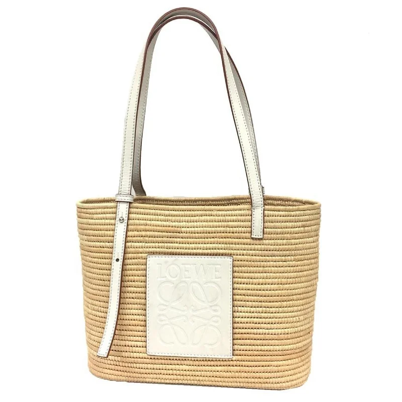 Modern geometric tote bag-Loewe  Raffia Leather Basket Tote Bag (Pre-Owned)