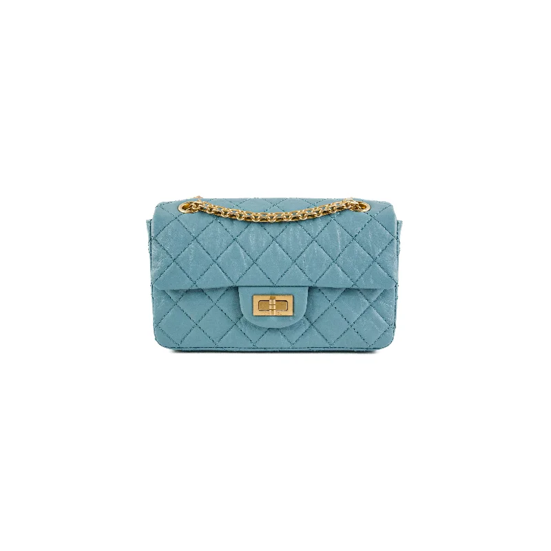 Festive grey holiday handbag-Chanel Mini Reissue Blue