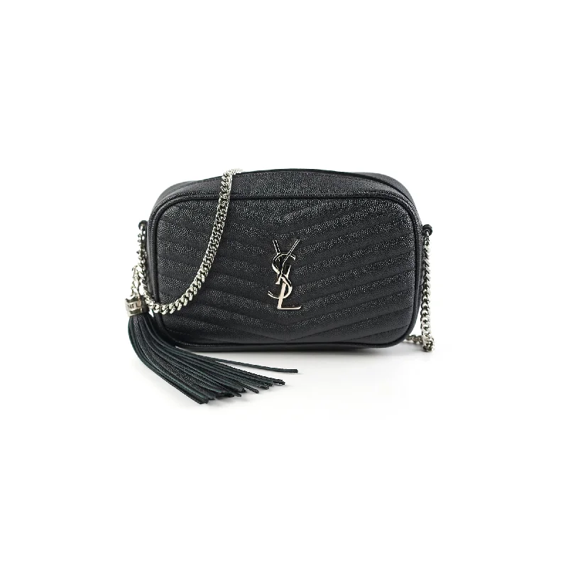 Adjustable grey versatile handbag-Saint Laurent Mini Lou Camera Black Crossbody Bag