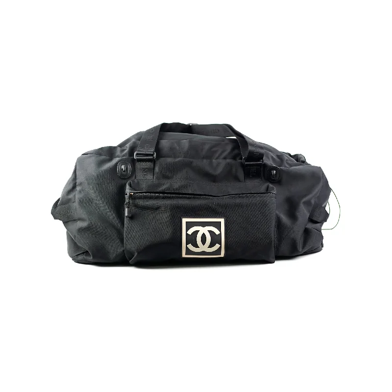 Modern black luxury handbag-Chanel Large Duffle Travel Black Tote