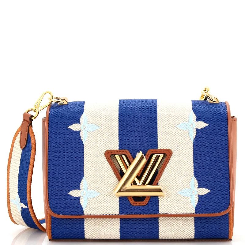 Large topaz crossbody bag-Twist Handbag Limited Edition Embroidered Stripe Canvas MM