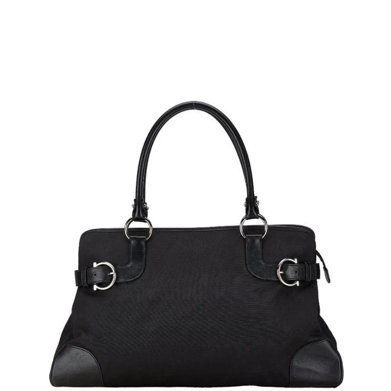 Oversized black tote bag-Salvatore Ferragamo  Canvas Leather Shoulder Bag Tote Bag (Pre-Owned)