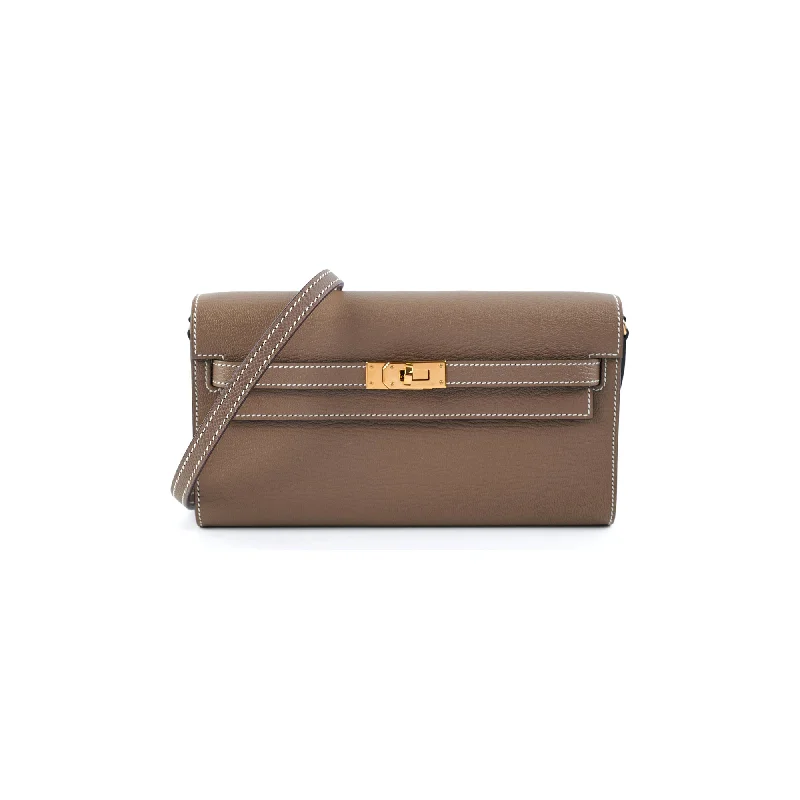 Adjustable tan versatile handbag-Hermes Kelly To Go Etoupe Z Stamp