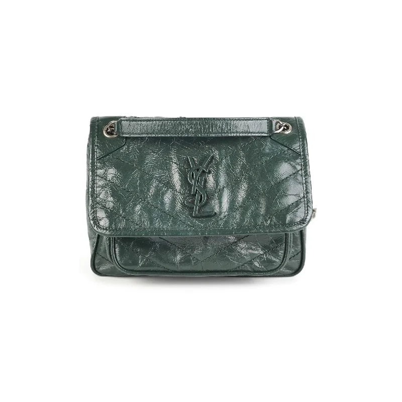 Vintage teal velvet handbag-Deal of the Week- Saint Laurent Niki Baby Green Shoulder Bag