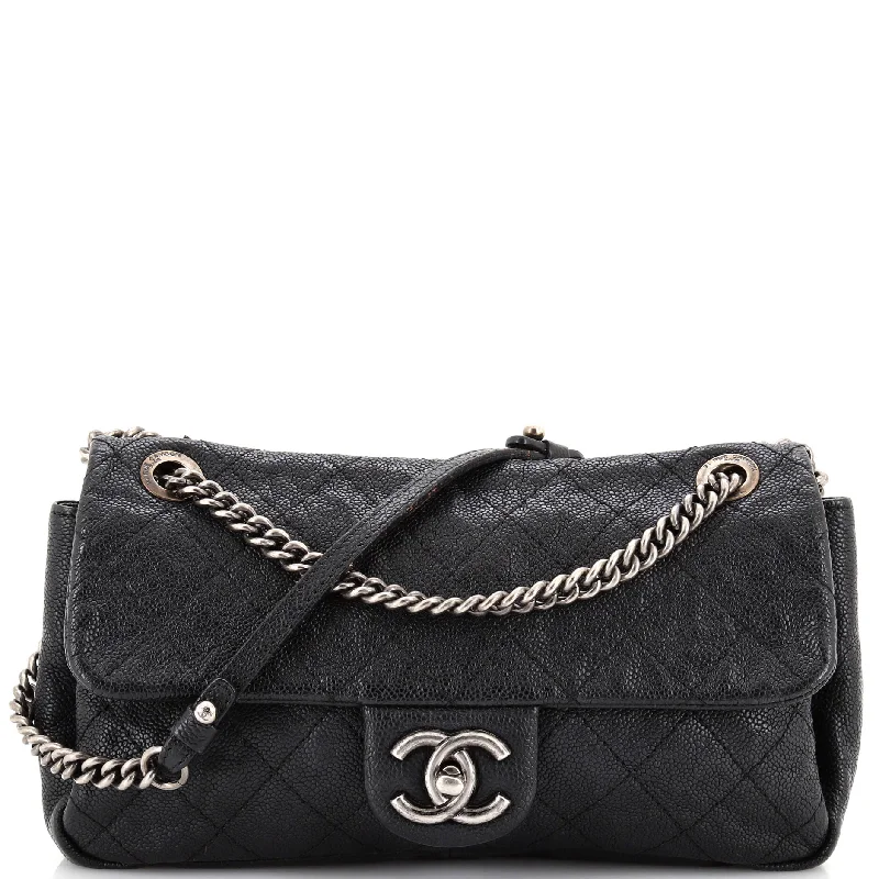 Designer black crossbody bag-Easy Flap Bag Quilted Caviar Medium