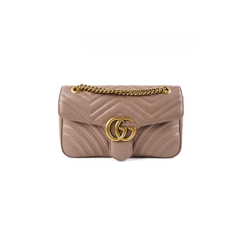 Sleek yellow minimalist handbag-Gucci GG Marmont Matelasse Dust Pink Shoulder Bag