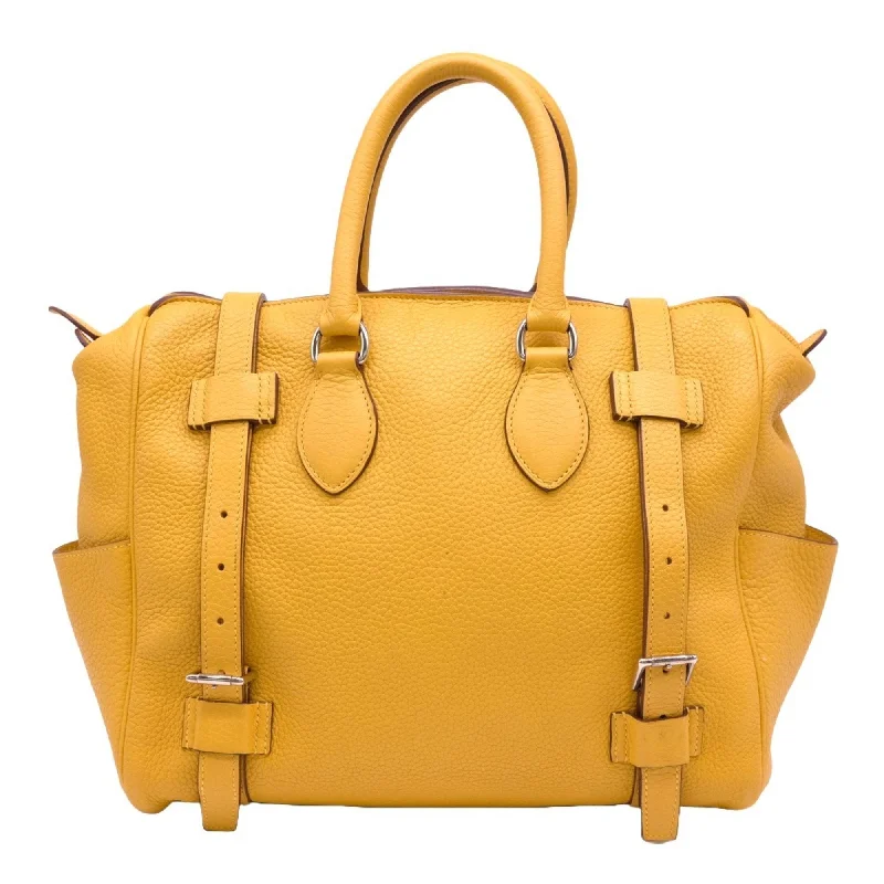 Modern green tote bag-Hermes Sun yellow Taurillon Clemence Leather Tote Bag (Pre-Owned)