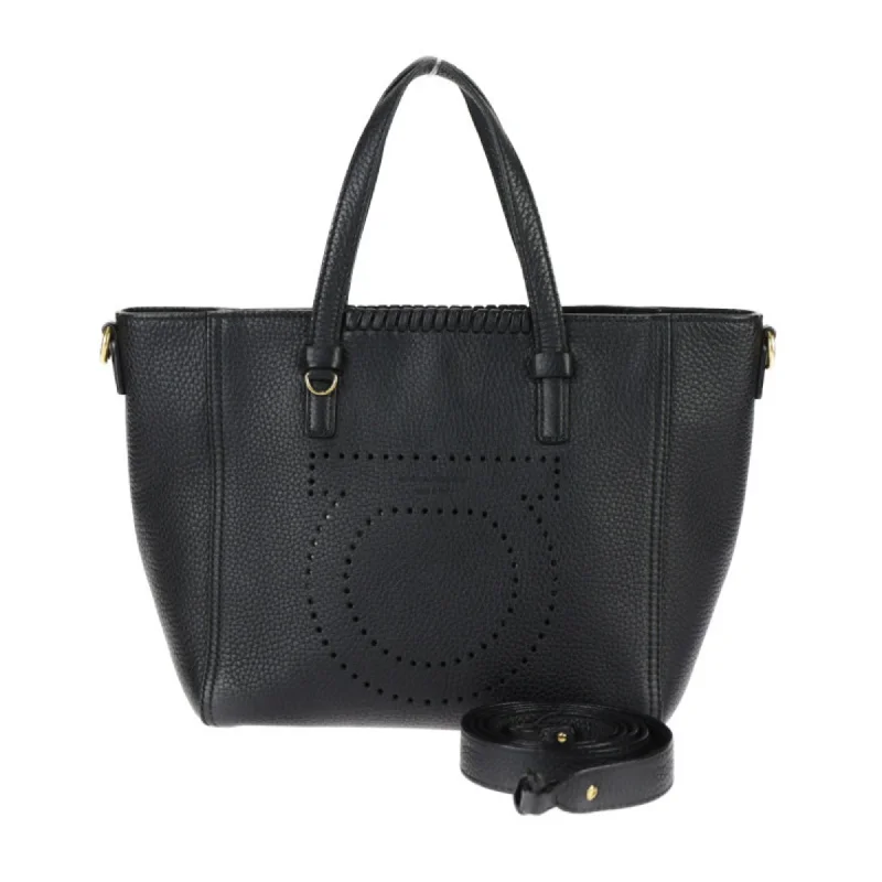 Foldable black tote bag-Salvatore Ferragamo  Leather Handbag Shoulder Bag Tote Bag (Pre-Owned)