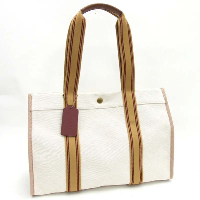 Durable beige tote bag-Coach ivory   Jacquard Leather Tote Bag (Pre-Owned)