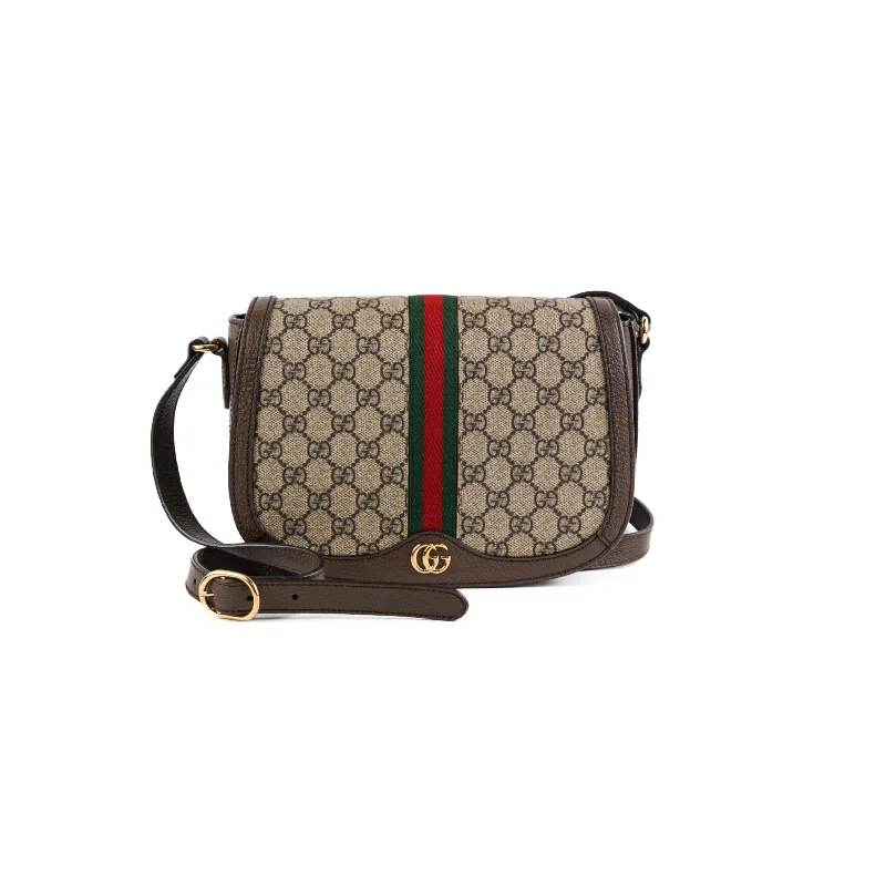 Sparkly silver gala handbag-ITEM 17 - Gucci Ophidia Saddle Flap Monogram