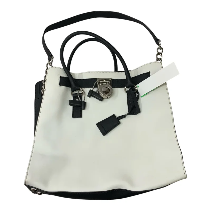 Luxury white snakeskin handbag-Tote Designer By Michael Kors, Size: Large