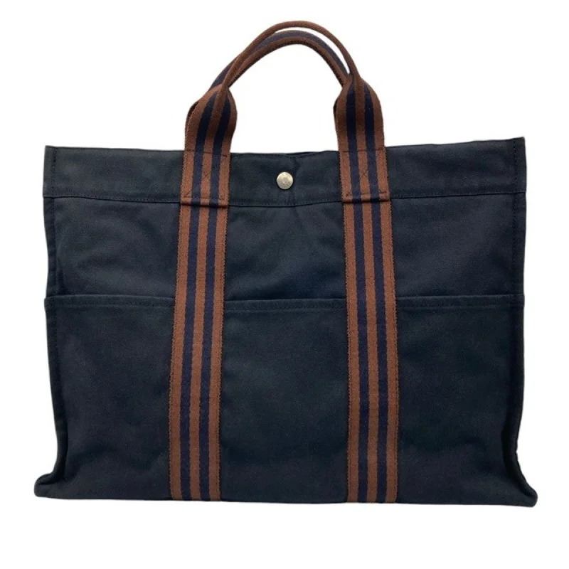 Lavender pastel tote bag-Hermes Fourre Tout  Navy Cotton 100% Tote Bag (Pre-Owned)