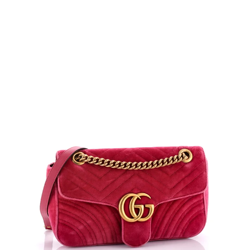 Medium ruby crossbody bag-GG Marmont Flap Bag Matelasse Velvet Small