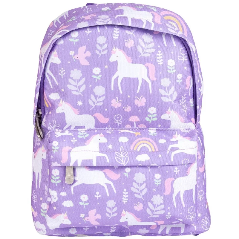 purple backpack for fun travel -A Little Lovely Company Unicorn Dreams Small Backpack