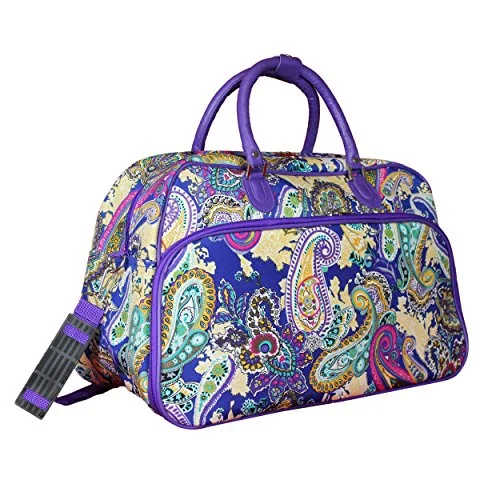 small duffel bags for solo trips -World Traveler 21" Carry-On Shoulder Tote Duffel Bag, Blue Multi Paisley, One Size