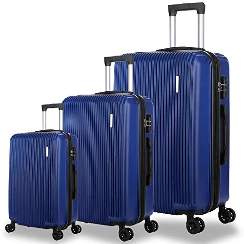 elegant suitcase for fine travel -Dfavors 3 Pieces Expandable Luggage Set Abc Hardside Spinner Set Lightweight Carry On Suitcase