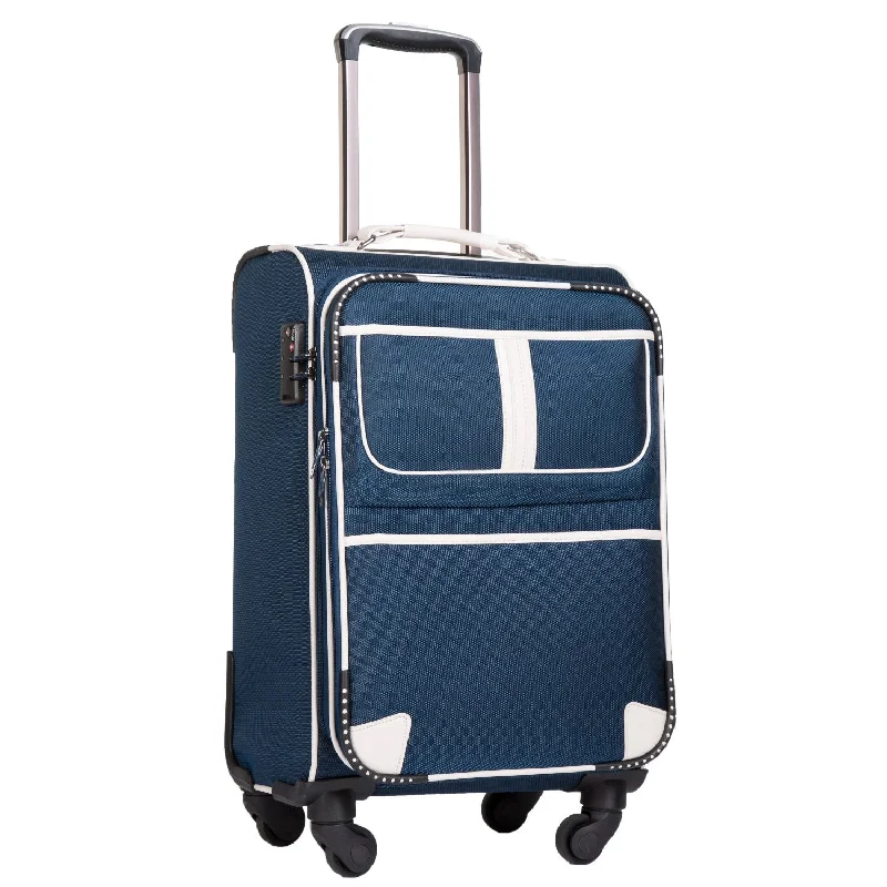 luxe suitcase for posh trips -Coolife Luggage Expandable Suitcase Spinner Softshell TSA Lock (S(20in), Navy.)