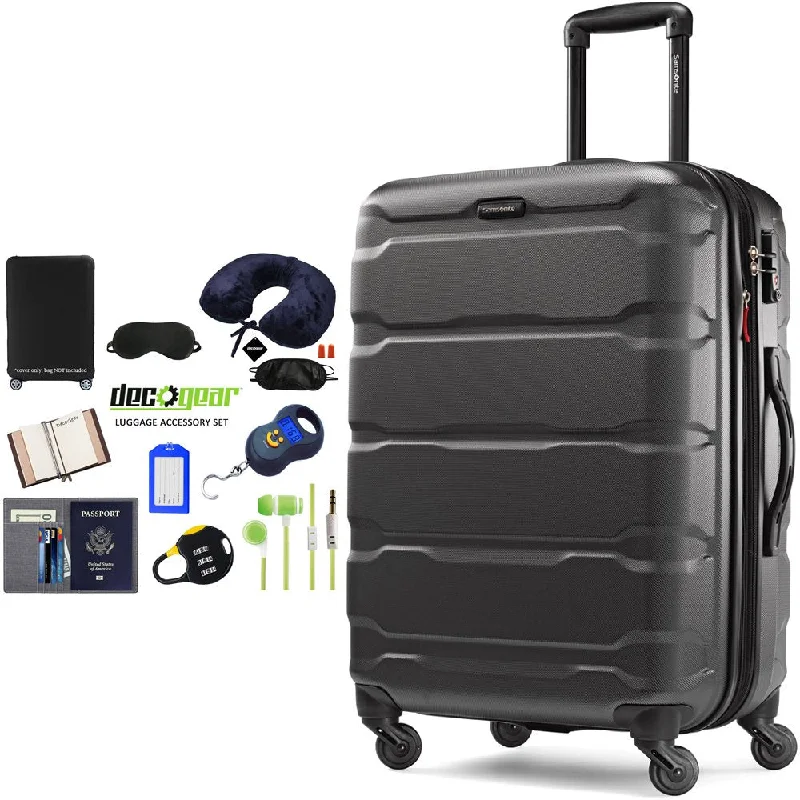 protective suitcase for secure packing -Samsonite Omni Hardside Luggage 28" Spinner Black (68310-1041) with Deco Gear Ultimate 10pc Luggage Accessory Kit