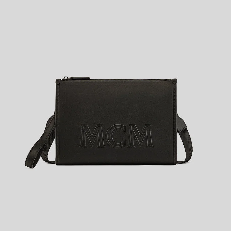 Festive holiday crossbody bag-MCM Aren Crossbody Pouch in Spanish Calf Leather Black RS-MMRDATA03BK001