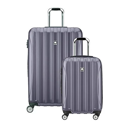 lasting suitcase for frequent trips -Delsey Luggage Helium Aero Spinner Luggage Set (21"/29"), Titanium