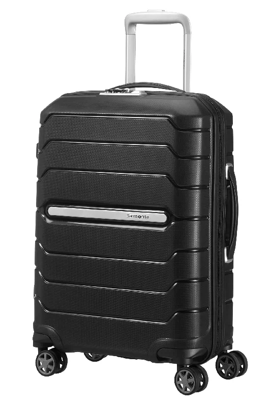 tough suitcase for rugged trips -SAMSONITE Flux - Spinner 55/20 Expandable Hand Luggage, 55 cm, 44 liters, Black