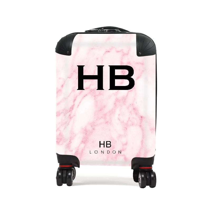 art suitcase with custom prints -Personalised Pink Marble Children's Suitcase