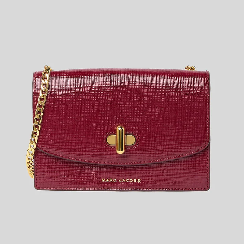 Bright yellow crossbody bag-Marc Jacobs The Turnlock Leather Crossbody Bag Syrah RS-M0016669